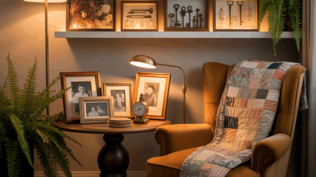 Collection of cozy mementos and framed memories, showcasing personal touches with vintage finds and family photos to enhance warmth and personality in home decor forExplore cozy home decor ideas to transform your space with warmth and style. Create inviting rooms using simple, budget-friendly touches today.